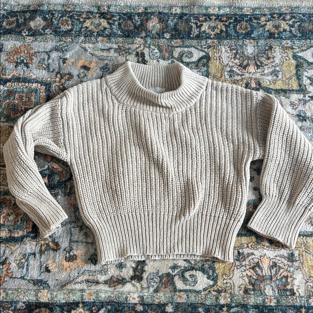 6-12 month Jamie Kay Cream Knit Sweater in muted oatmeal